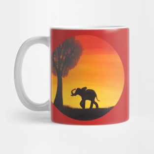 African Elephant Sunset Silhouette - Artwork Mug